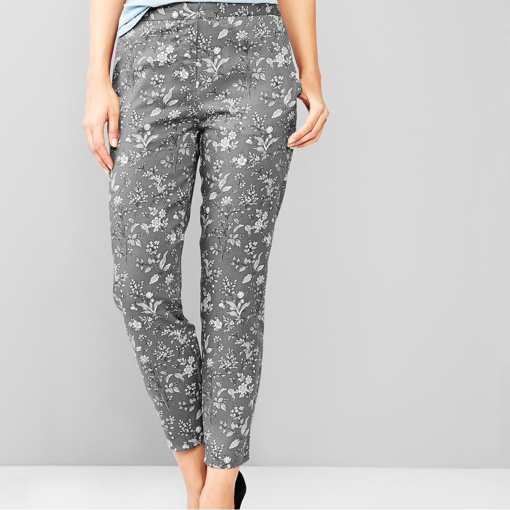 GAP Floral Tapered Pull On Ankle Pants with Pockets Size M